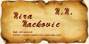 Mira Mačković vizit kartica